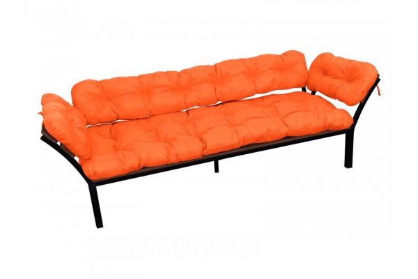 Диван Дачный с подлокотниками оранжевая подушка