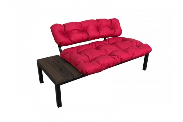 Диван Дачный со столиком красная подушка