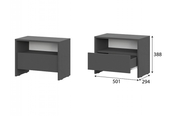 Тумба прикроватная Камелия 1 Графит серый