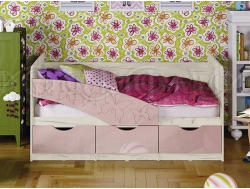 Кровать Бабочки Розовый металлик