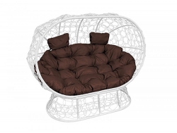 Подвесной диван Кокон Лежебока на подставке каркас белый-подушка коричневая