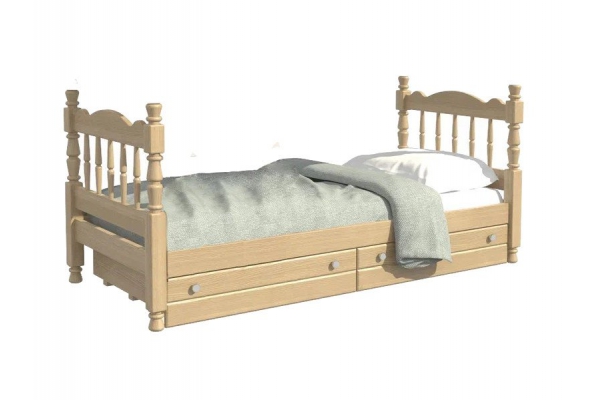 Кровать Алёнка Сосна с двумя ящиками