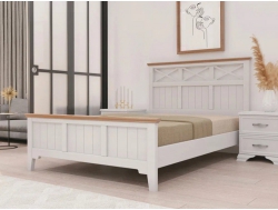 Кровать Грация-5 1400 Белый античный с карнизом Сосна