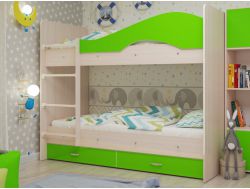 Двухъярусная кровать с ящиками Мая зеленый