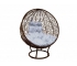 Кресло Кокон Круглый на подставке ротанг каркас коричневый-подушка серая