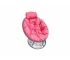 Кресло Папасан мини с ротангом каркас серый-подушка розовая
