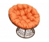 Кресло Папасан с ротангом каркас коричневый-подушка оранжевая
