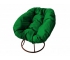 Кресло Пончик без ротанга каркас коричневый-подушка зелёная
