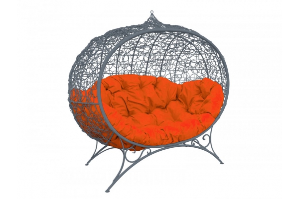 Диван Кокон Улей на ножках каркас серый-подушка оранжевая