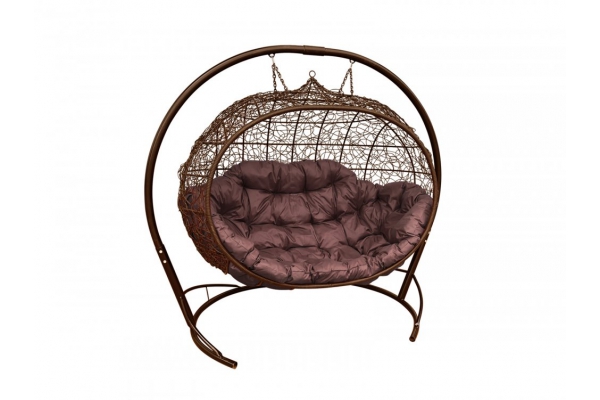 Подвесной диван Кокон Улей каркас коричневый-подушка коричневая
