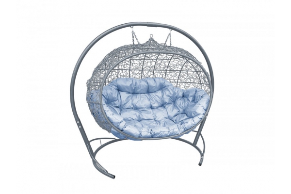 Подвесной диван Кокон Улей каркас серый-подушка серая