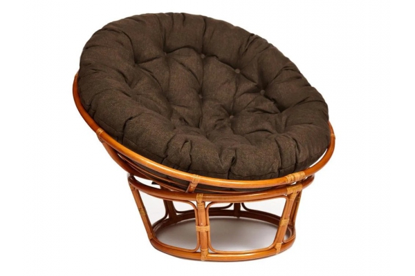 Кресло Papasan 23/01 W с подушкой Cognac, ткань Коричневый
