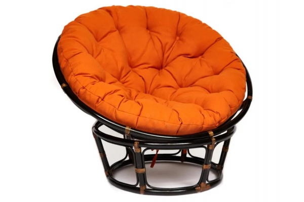 Кресло Papasan 23/01 W с подушкой Antique brown, ткань Оранжевый