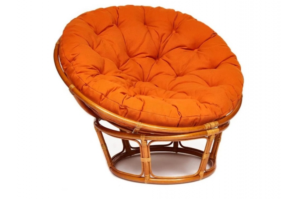 Кресло Papasan 23/01 W с подушкой Cognac, ткань Оранжевый