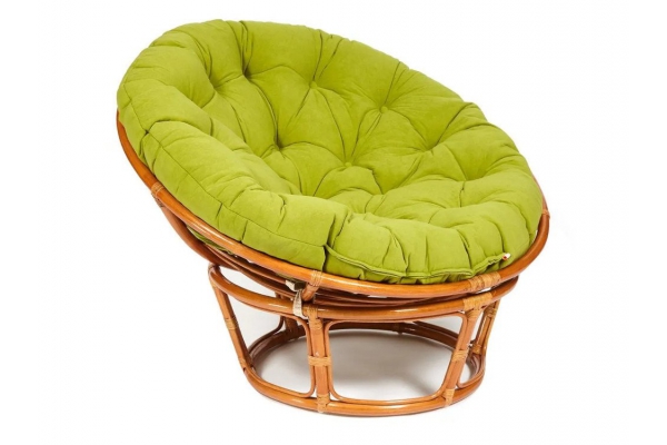 Кресло Papasan 23/01 W с подушкой Cognac, флок Олива