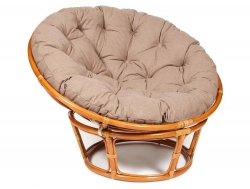 Кресло Papasan 23/01 W с подушкой Cognac, экошерсть Коричневый