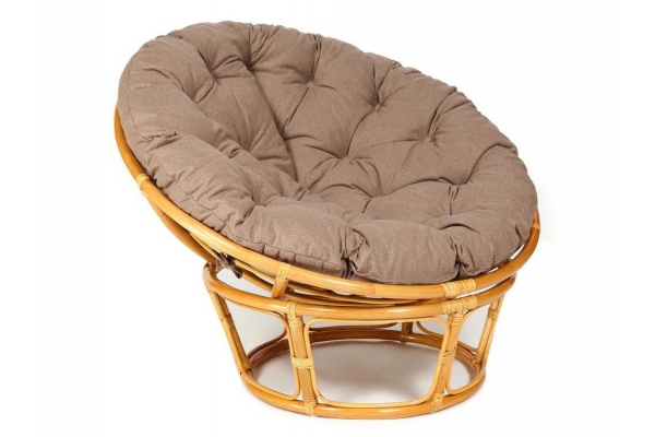 Кресло Papasan 23/01 W с подушкой Honey, экошерсть Коричневый