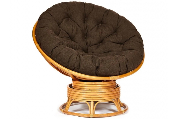 Кресло-качалка Papasan w 23/01 B с подушкой Honey, ткань Коричневый