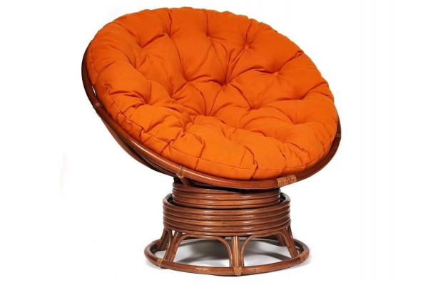 Кресло-качалка Papasan w 23/01 B с подушкой Pecan, ткань Оранжевый
