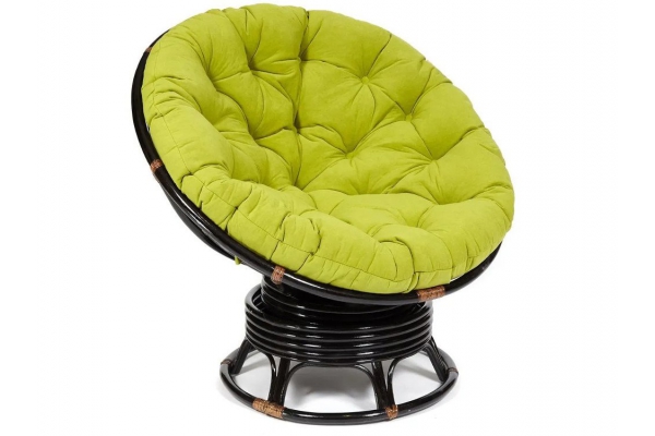 Кресло-качалка Papasan w 23/01 B с подушкой Antique brown, флок Олива