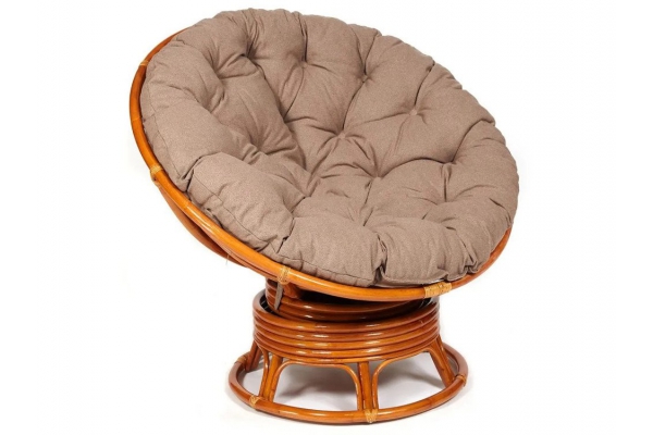 Кресло-качалка Papasan w 23/01 B с подушкой Cognac, экошерсть Коричневый