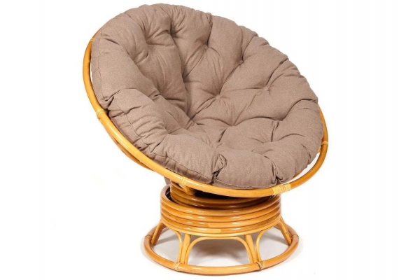 Кресло-качалка Papasan w 23/01 B с подушкой Honey, экошерсть Коричневый