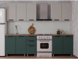 Кухонный гарнитур Магнолия 2000 мм Кашемир/Изумруд