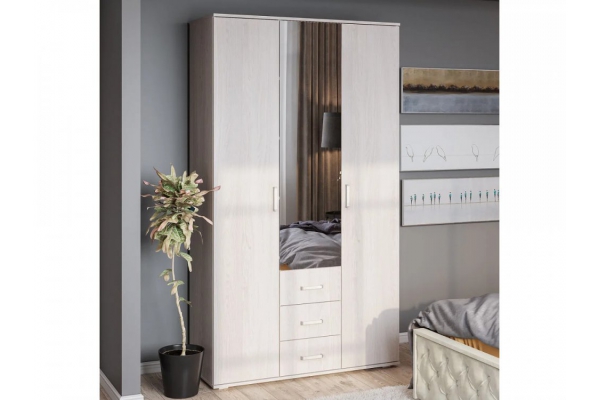 Шкаф 3-х створчатый Белла Ясень белый