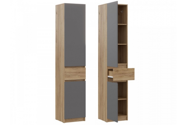 Шкаф ШК-001 ЛДСП Бостон Лайт одностворчатый Фасад серый шифер