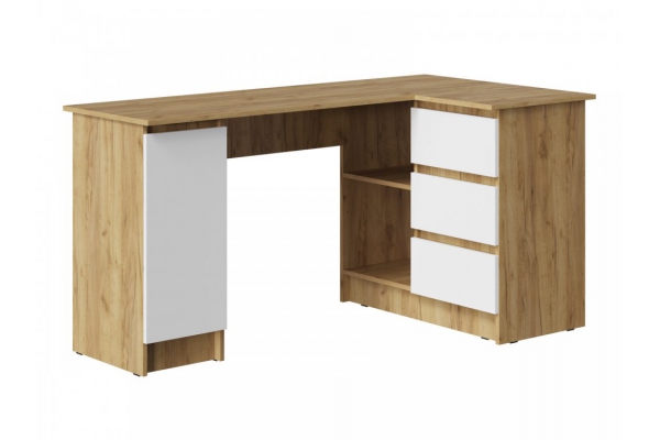 Стол письменный СП-003 угловой ЛДСП Бостон Лайт дуб крафт золотой-Белый