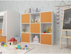 Стеллаж Джери белый-оранж