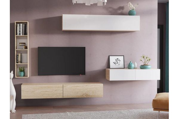 Гостиная Эмма Дуб сонома-белый глянец