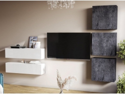 Гостиная Линда белый, цемент темный