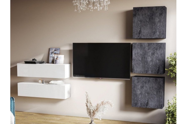 Гостиная Линда белый, цемент темный