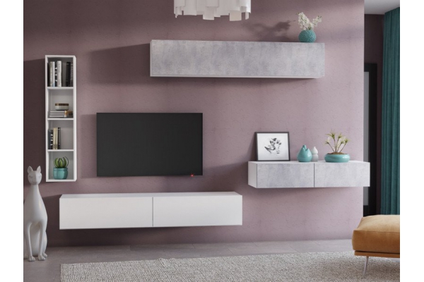 Гостиная Эмма цемент светлый-белый