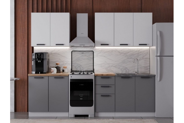 Кухонный гарнитур Фортуна 2000 мм Белый/Графит