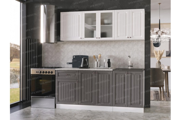 Кухня Хозяюшка МДФ 2000 Акация белая-Трюфель