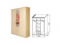 Шкаф 3-х створчатый с ящиками МДФ Ивушка-5