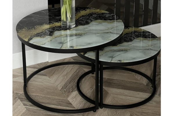 Стол журнальный Остин Золотой мрамор