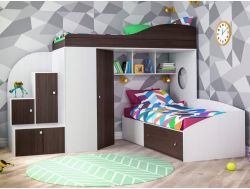 Кровать-чердак для детей Кадет 2 Белое дерево-бодего