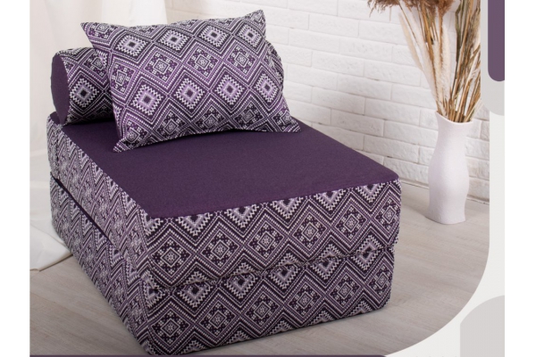 Кресло-кровать Коста фиолетовый с принтом