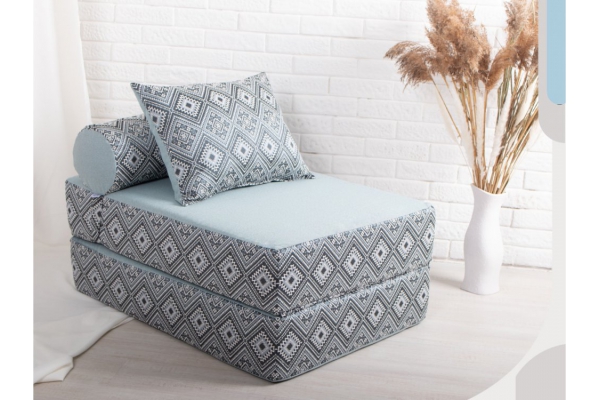 Кресло-кровать Коста голубой с принтом