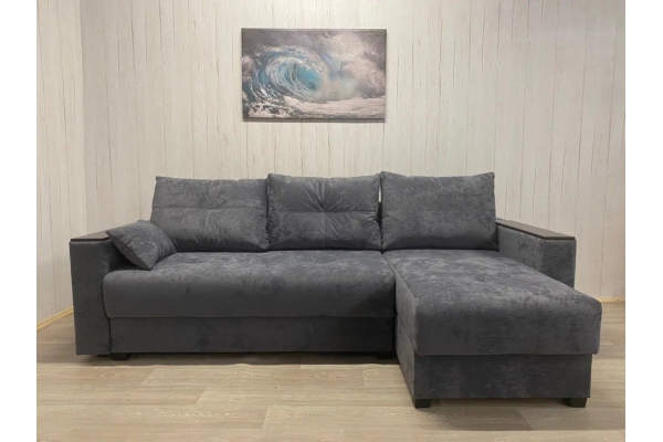 Диван Комфорт-3 НПБ+МДФ Тик-Так велюр Sensey steel grey