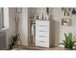 Комод комбинированный «Нуар» тип 1 Дуб Сонома, Белый Ясень