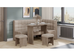 Кухонный уголок «Флорида» Дуб Сонома трюфель, Микровелюр Wellmart Dark Beige