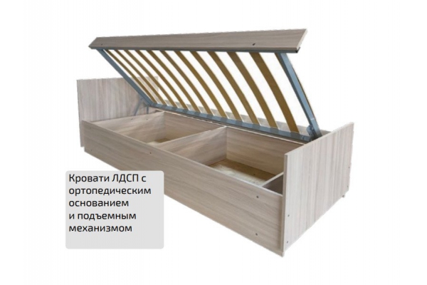 Кровать ЛДСП с ПМ и прямой спинкой 900*2000 мм