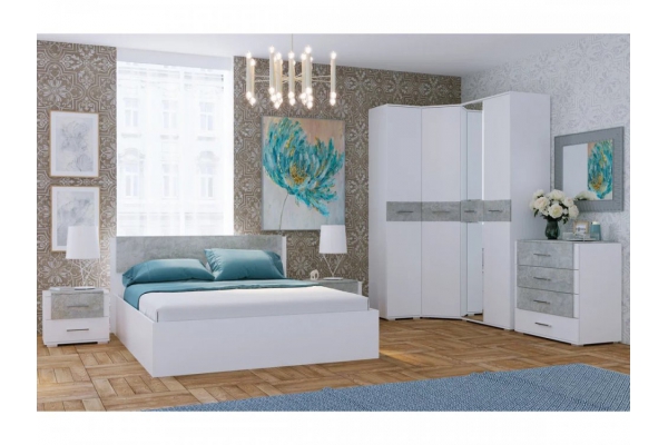 Спальня Бьянка Белый/Бетон Светлый