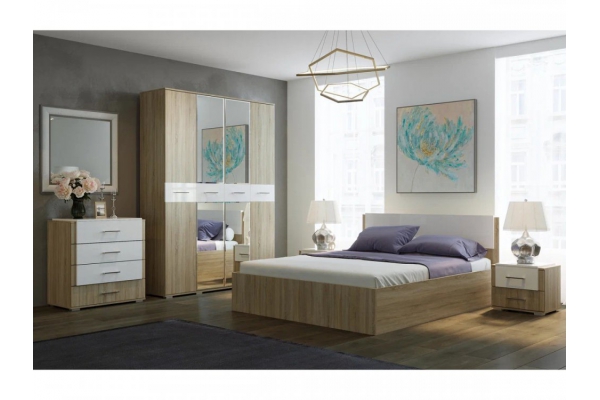 Спальня Бьянка Дуб Сонома/Белый Глянец