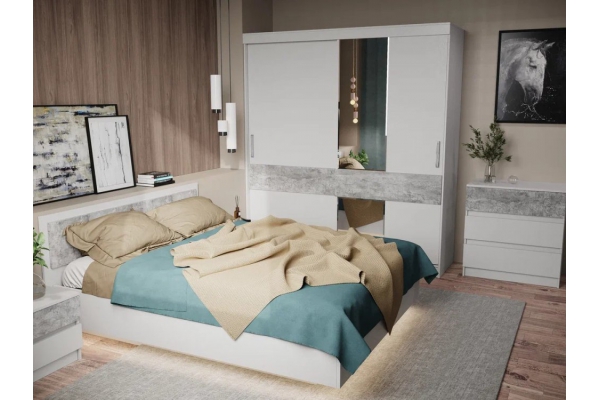 Спальня Софи Белый/Бетон Светлый