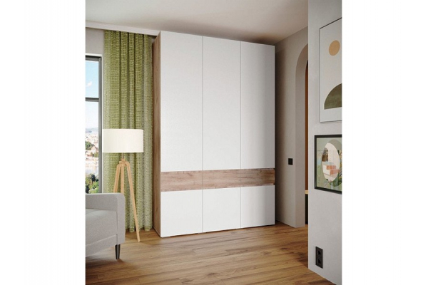 Шкаф трехдверный Мерида дуб крафт табачный/белый